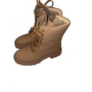 DREAM PAIR Women’s Fashion Lace Up Side Zipper‎ Combat Boots - Size 9.5 TAN